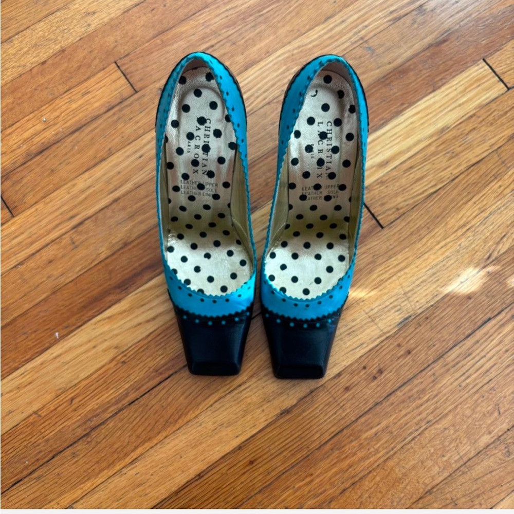 Christian lacroix blue and black pumps! Literally so cute on.